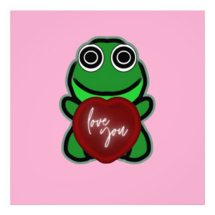 Benutzerdefinierte Liebe dich Kawaii Frosch Herz G Fotodruck