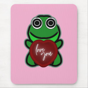 Benutzerdefinierte Liebe dich Kawaii Frosch Herz G Mousepad