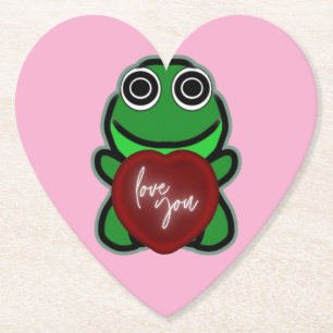Benutzerdefinierte Liebe dich Kawaii Frosch Herz G Untersetzer
