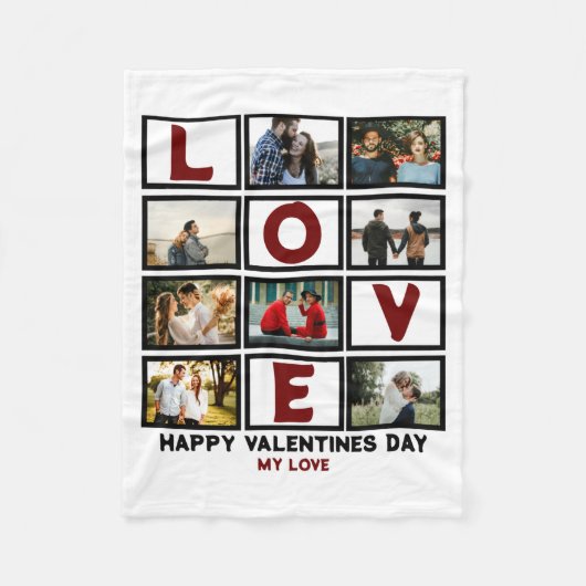 Benutzerdefinierte Liebe Frohen Valentinstag 8 Fot Fleecedecke (Vorderseite)