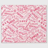Benutzerdefinierte Liebe für mehrsprachiges Papier Geschenkpapier (Flach)