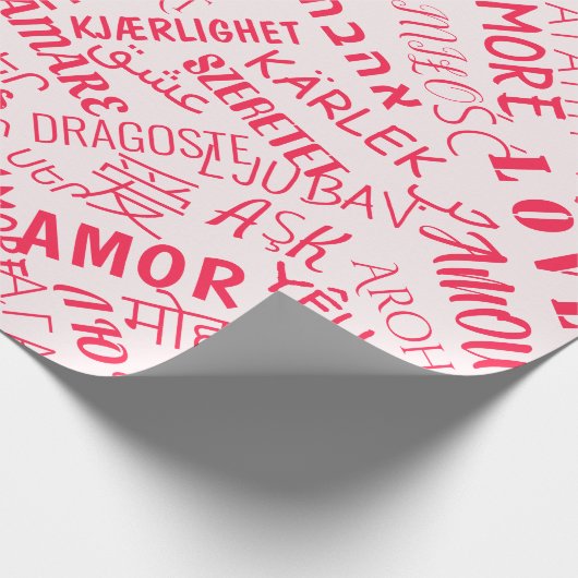Benutzerdefinierte Liebe für mehrsprachiges Papier Geschenkpapier (Ecke)