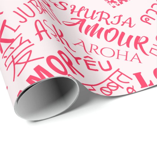 Benutzerdefinierte Liebe für mehrsprachiges Papier Geschenkpapier (Rolleneckpunkt)