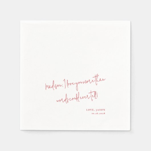 Benutzerdefinierte Liebe Hinweis Handgeschriebene  Serviette (Vorderseite)