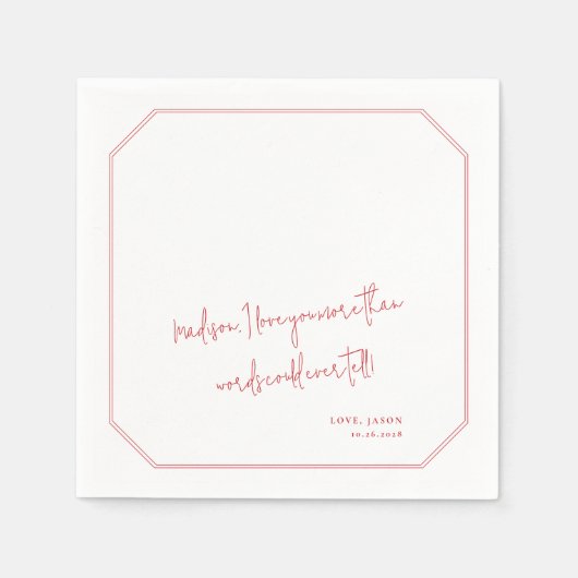 Benutzerdefinierte Liebe Hinweis Handgeschriebene Serviette (Vorderseite)