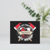 Benutzerdefinierte Liebe Mein Firefighter Postkarte (Stehend Vorderseite)