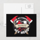 Benutzerdefinierte Liebe Mein Firefighter Postkarte (Vorne/Hinten)