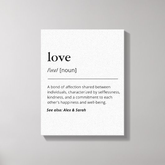 Benutzerdefinierte Liebe mit Nachnamen-Wörterbuch Leinwanddruck (Vorderseite)