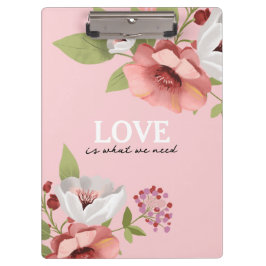 Benutzerdefinierte Liebe mit rosa Blume Klemmbrett