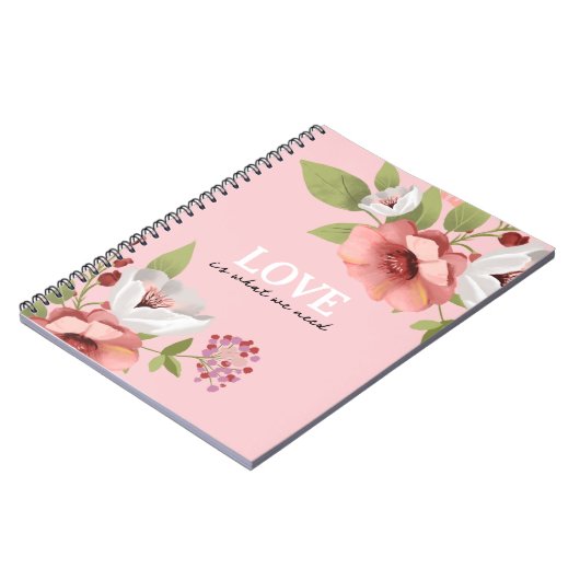 Benutzerdefinierte Liebe mit rosa Blume Notizblock (Linke Seite)