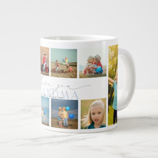 Benutzerdefinierte Liebe Sie Oma 10 FotoCollage Jumbo-Tasse (Vorderseite Rechts)