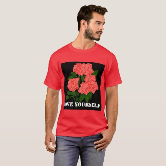 Benutzerdefinierte Liebe Sie selbst Text Red Basic T-Shirt (Vorne ganz)