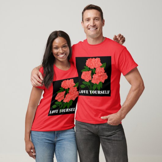 Benutzerdefinierte Liebe Sie selbst Text Red Basic T-Shirt (Unisex)