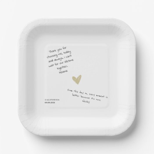 Benutzerdefinierte Liebesnotiz handschriftlich Typ Pappteller (Vorderseite)