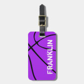 Benutzerdefinierte Lila Basketball-Gepäckanhänger Gepäckanhänger (Vorderseite vertikal)