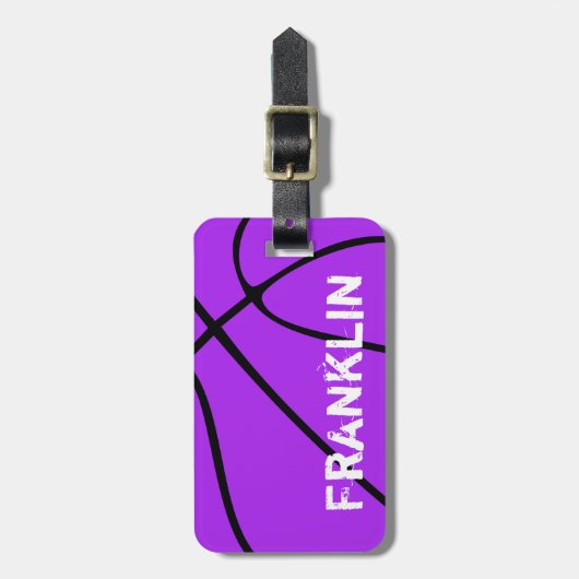 Benutzerdefinierte Lila Basketball-Gepäckanhänger Gepäckanhänger (Vorderseite vertikal)