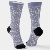 Benutzerdefinierte Lila blaublütenrosa Blume Socken (Gewinkelt)