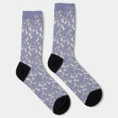 Benutzerdefinierte Lila blaublütenrosa Blume Socken (Rechts)