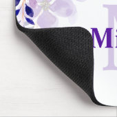 Benutzerdefinierte Lila Blume mit Name und Monogra Mousepad (Ecke)