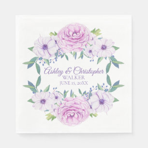 Benutzerdefinierte lila Flieder Lavendel Blumen We Serviette