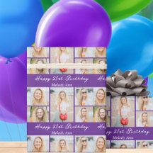 Benutzerdefinierte lila Happy Birthday Fotocollage
