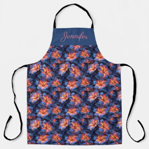 Benutzerdefinierte Lila Hibisken Print-Schürze mit Schürze