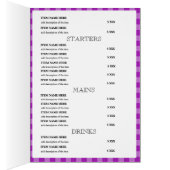 Benutzerdefinierte Lila Karierte Speisekarte (Innen (Rechts))