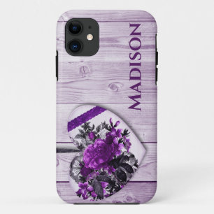 Benutzerdefinierte Lila Lilac-Blume & Lace-Heart-i Case-Mate iPhone Hülle