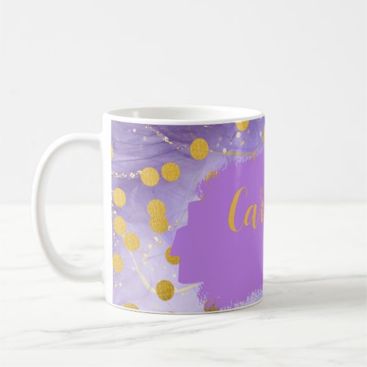Benutzerdefinierte Lila Marmorflora Kaffeetasse (Links)