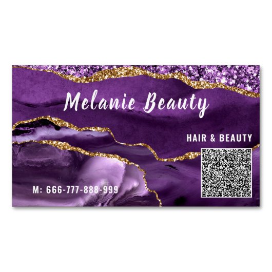 Benutzerdefinierte Lila QR-Code-Magnetkarte Magnetische Visitenkarte (Vorderseite)