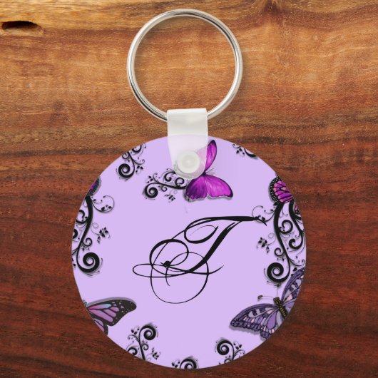 Benutzerdefinierte Lila Schmetterlinge Schlüsselanhänger (Vorderseite)