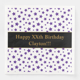 Benutzerdefinierte Lila Sterne mit Geburtstagspart Serviette