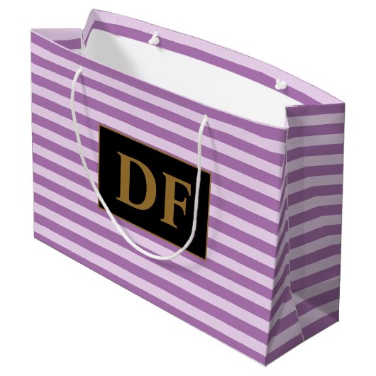 Benutzerdefinierte Lila Streifen Große Geschenktüte (Rückseite Schrägansicht)