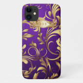 Benutzerdefinierte Lila und Gold Monogram Phone Ca Case-Mate iPhone Hülle (Rückseite)