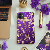 Benutzerdefinierte Lila und Gold Monogram Phone Ca Case-Mate iPhone Hülle