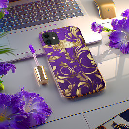 Benutzerdefinierte Lila und Gold Monogram Phone Ca Case-Mate iPhone Hülle