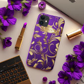 Benutzerdefinierte Lila und Gold Monogram Phone Ca Case-Mate iPhone Hülle