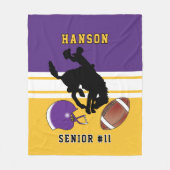 Benutzerdefinierte 🏈 Lila, weiß und Gold mit Logo Fleecedecke (Vorderseite)