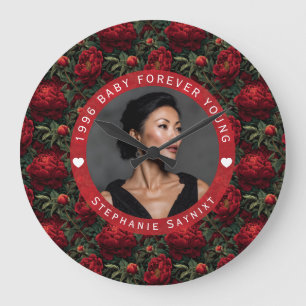 Benutzerdefinierte Lilien Floral Ihr Geburtstag Große Wanduhr