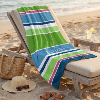 Benutzerdefinierte Limettengrün Dunkelblau Hot Pin Strandtuch