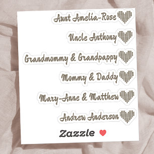 Benutzerdefinierte Liste mit 6 Namen für das Symbo Aufkleber