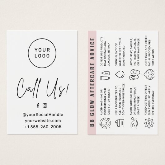 Benutzerdefinierte Logo-BB-Glow-Aftercare-Anleitun (Vorne & Hinten)