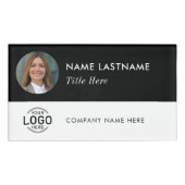 Benutzerdefinierte Logo-Foto-ID Schwarz-weiß Magne Namenschild (Vorderseite)