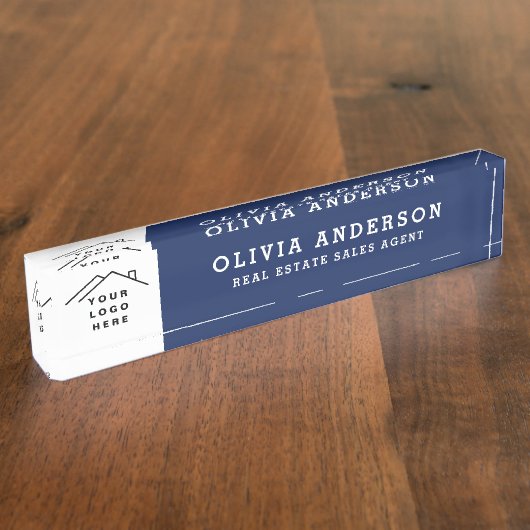 Benutzerdefinierte Logo-Führungskraft Navy Blue Be Namensplakette (Seite)