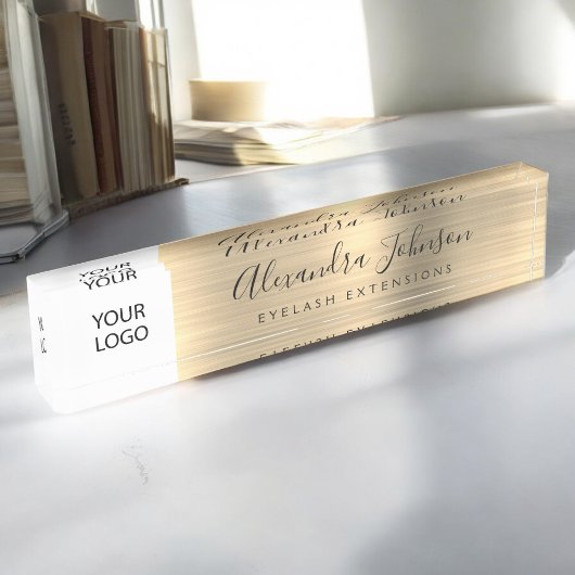 Benutzerdefinierte Logo Gold Lashes Eyelash Erweit Namensplakette