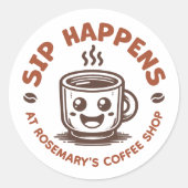 Benutzerdefinierte Logo-Kaffeeshop-Café-Produkteti Runder Aufkleber (Vorderseite)
