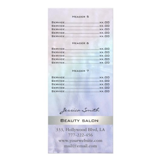 Benutzerdefinierte Logo Luxus Perl holografische M Werbekarte (Hinten)