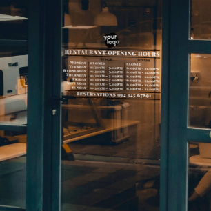 Benutzerdefinierte Logo Öffnungszeiten Mittagessen Fensteraufkleber