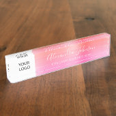 Benutzerdefinierte Logo-Pastellfarben Pink Lashes Namensplakette (Seite)