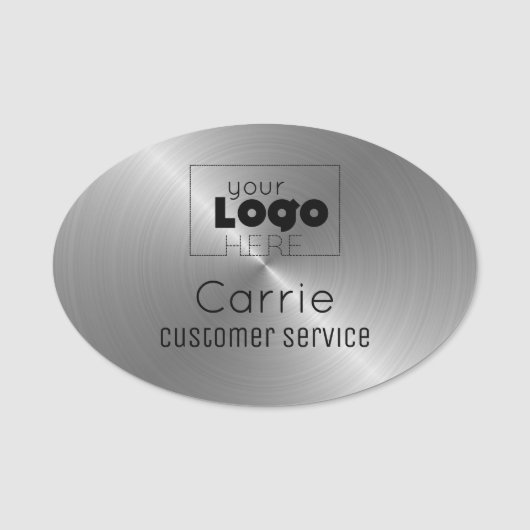 Benutzerdefinierte Logo-Pinsel Radial Metallic Sil Namensschild (Vorderseite)